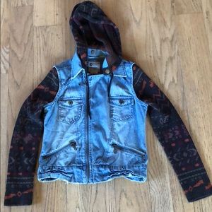 Knit and denim jacket